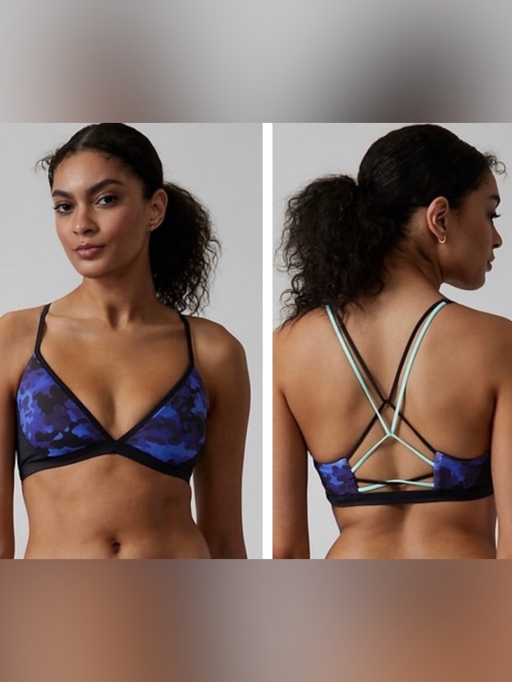 NEW Athleta Freestyle Camo Bikini Top Blue Size Small NWT Pool Swim Vacation